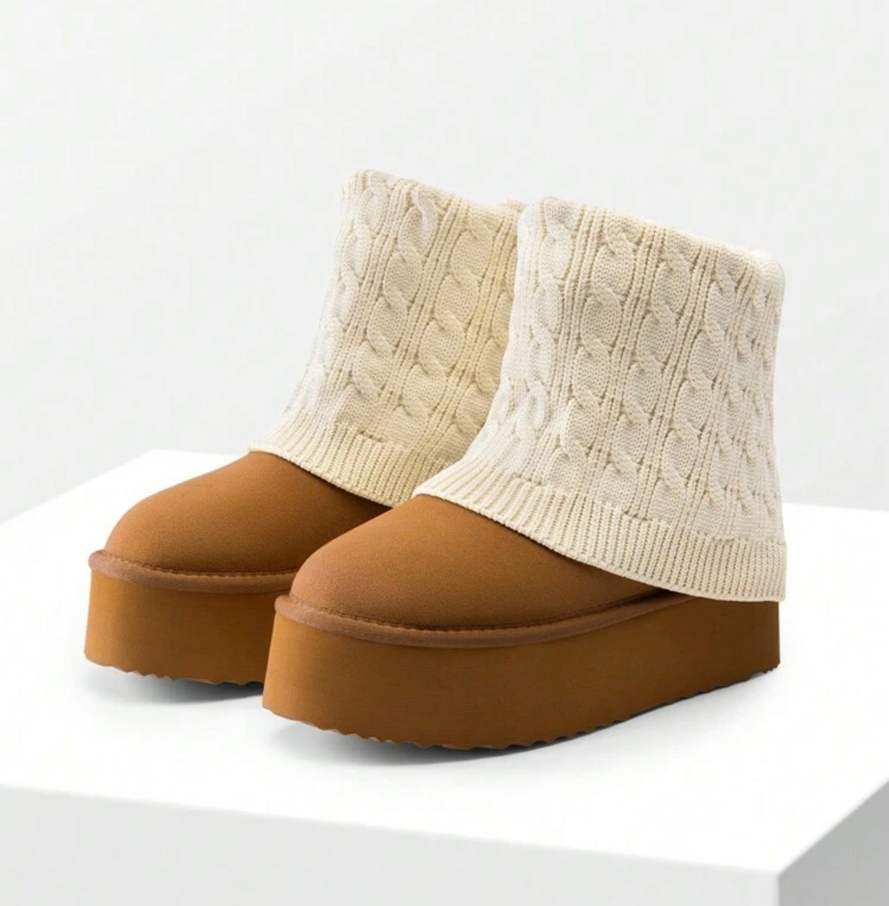 Platform Sweater Fold Over Boots